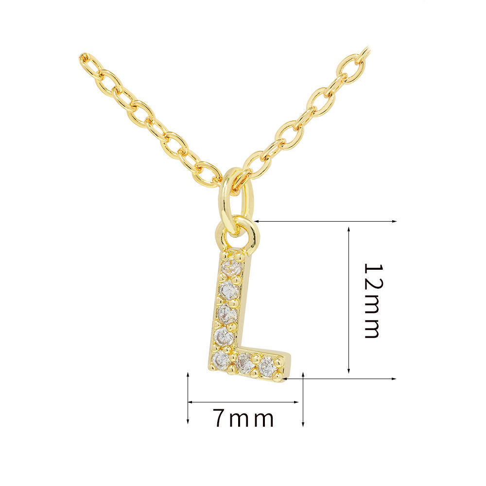 English Letter Necklace Micro Inlaid Zircon Plated 18K Demandx