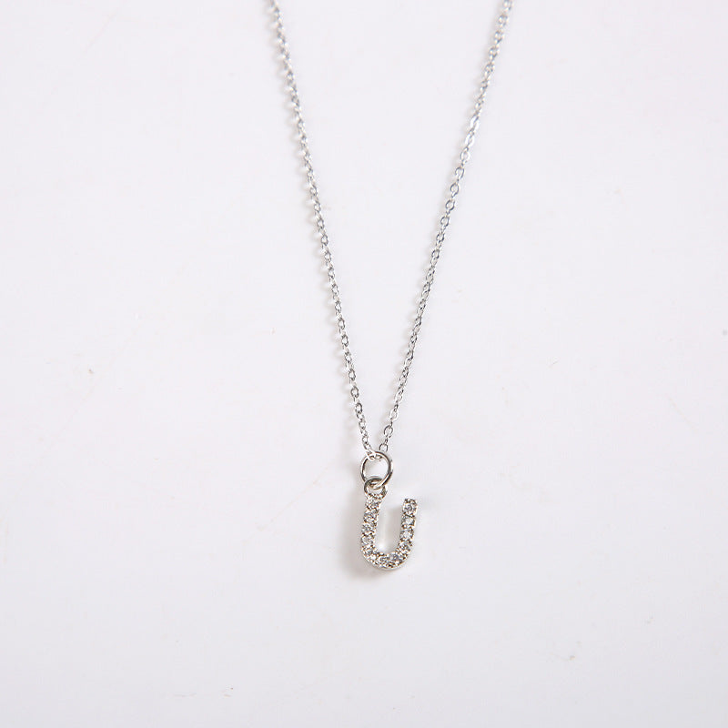 English Letter Necklace Micro Inlaid Zircon Plated 18K Demandx