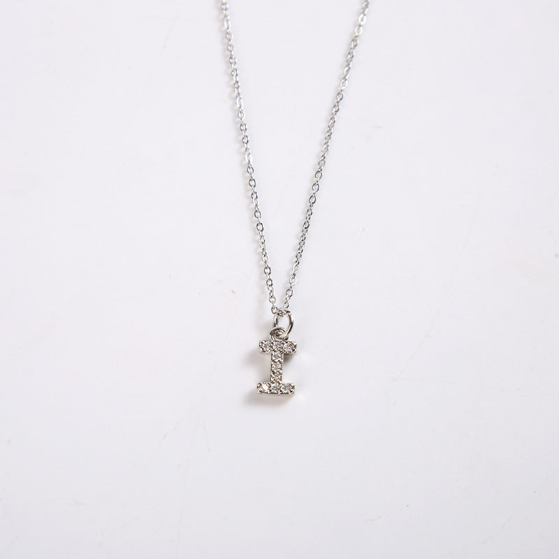 English Letter Necklace Micro Inlaid Zircon Plated 18K Demandx