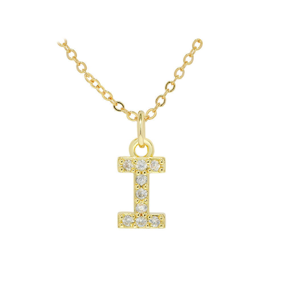 English Letter Necklace Micro Inlaid Zircon Plated 18K Demandx