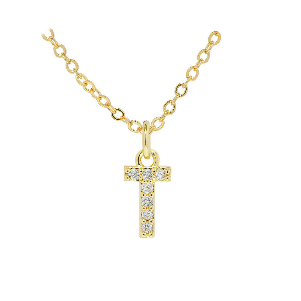 English Letter Necklace Micro Inlaid Zircon Plated 18K Demandx