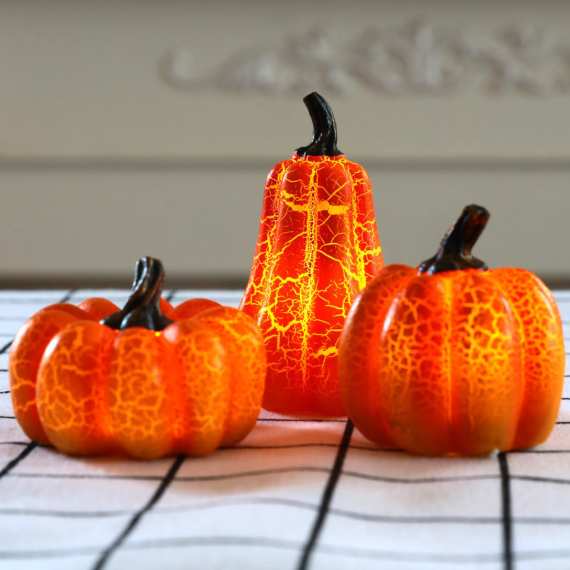 New Halloween Pumpkin Lantern Simulation Pumpkin LED Candle Lamp Resin Luminous Pumpkin Demandx