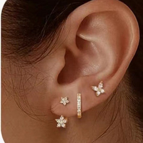 Inlaid Zircon Butterfly Flower Earring Set Demandx