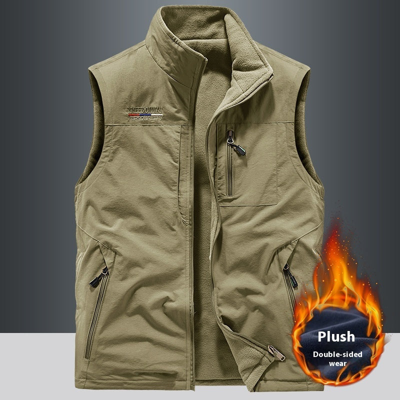 Double-sided Vest Men's Sports Fleece Vest Demandx