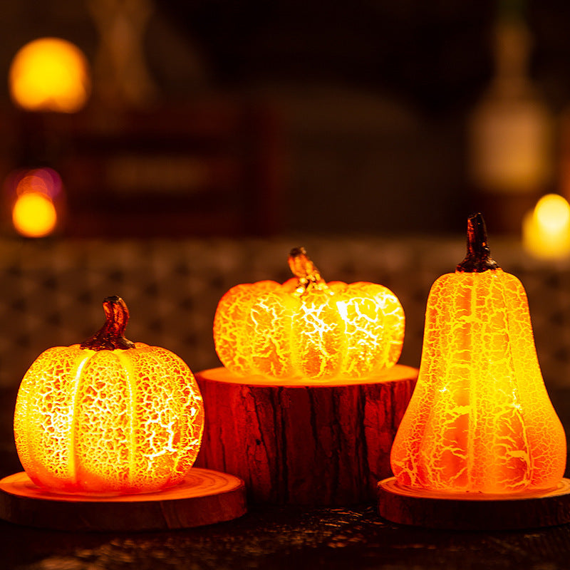 New Halloween Pumpkin Lantern Simulation Pumpkin LED Candle Lamp Resin Luminous Pumpkin Demandx