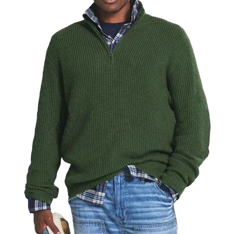 Men's Business Casual Loose Zip Stand Collar Sweater Demandx