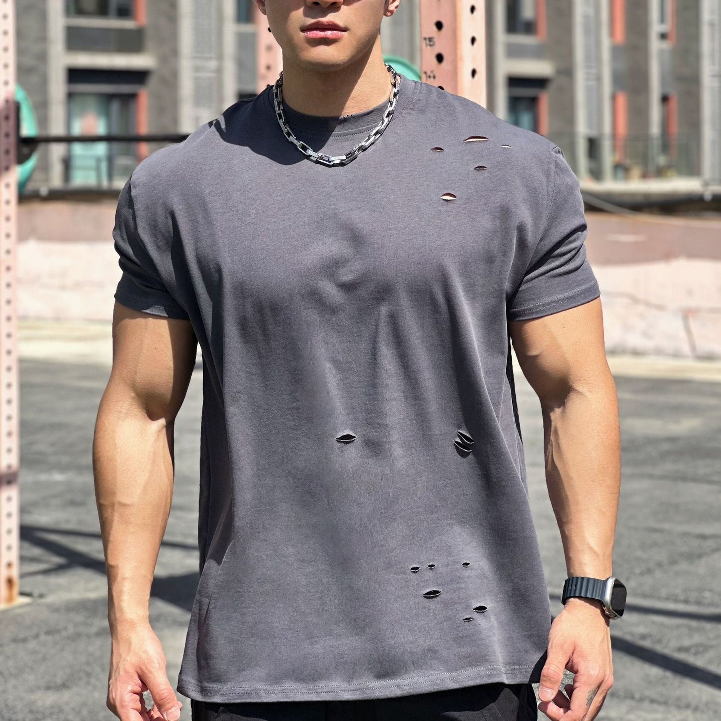 Muscle Sports Loose Cotton Fitness Short Sleeve Men Demandx