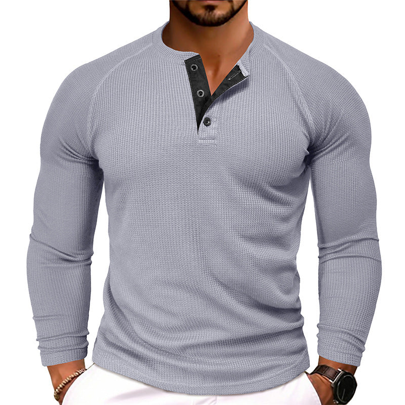 Men's Round Neck Waffle Casual T-shirt Demandx