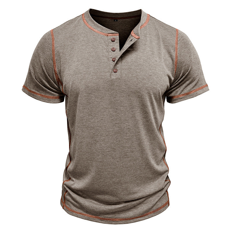 Short Sleeve Polo Shirt With Button Men's Summer Solid Color Tops Demandx