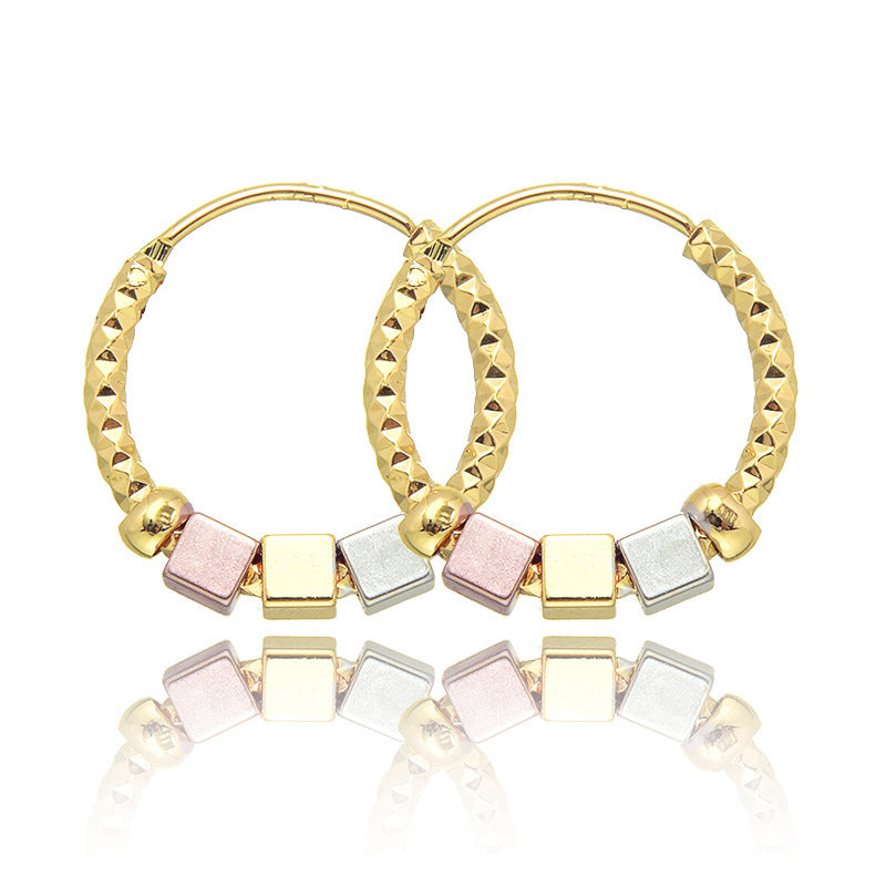 Hollow Rosette Earrings With Gold Contrast Hoops Demandx