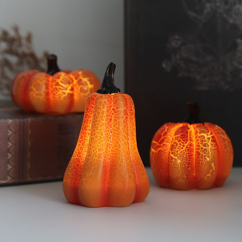 New Halloween Pumpkin Lantern Simulation Pumpkin LED Candle Lamp Resin Luminous Pumpkin Demandx