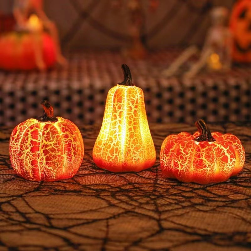 New Halloween Pumpkin Lantern Simulation Pumpkin LED Candle Lamp Resin Luminous Pumpkin Demandx