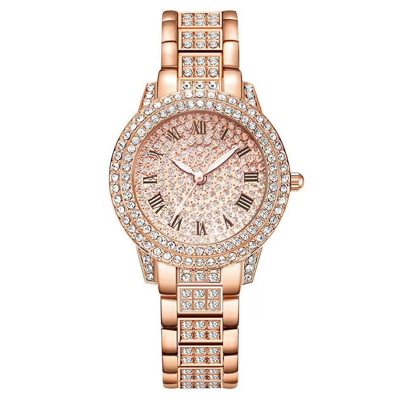 Women's Diamond Fashion Roman Quartz Watch Five-piece Set Demandx