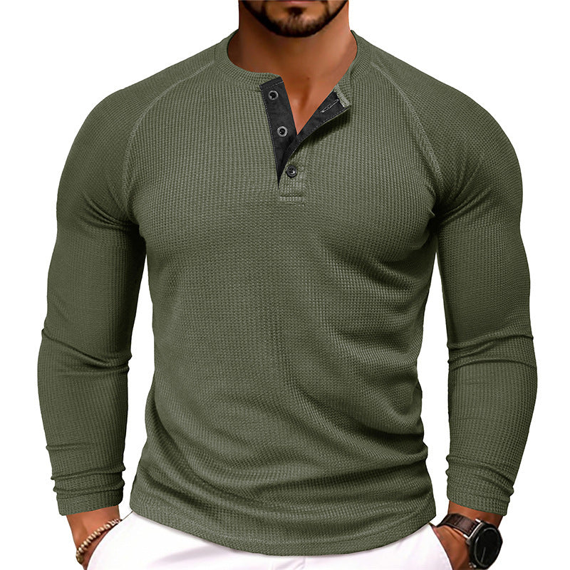 Men's Round Neck Waffle Casual T-shirt Demandx