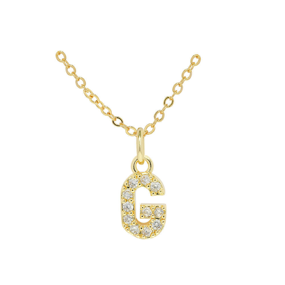 English Letter Necklace Micro Inlaid Zircon Plated 18K Demandx