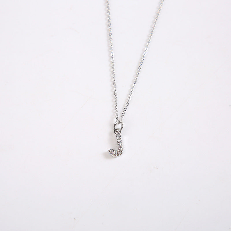 English Letter Necklace Micro Inlaid Zircon Plated 18K Demandx