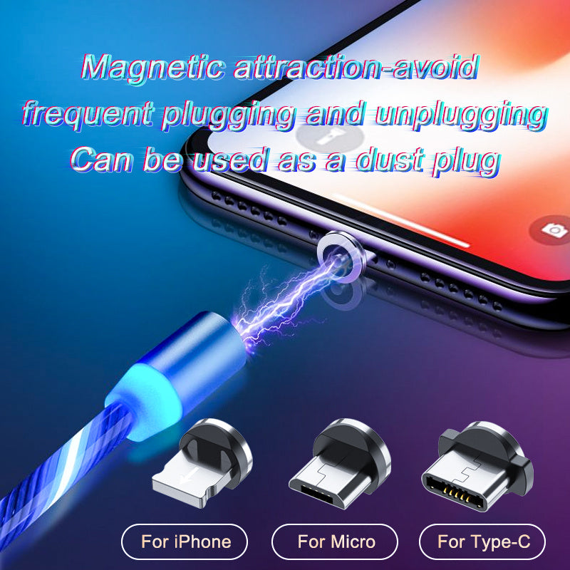 Magnetic Charging Cable Streamer Fast Charging Cable Lighting Micro USB Cable LED Magnet Charger Type-C Cable Demandx