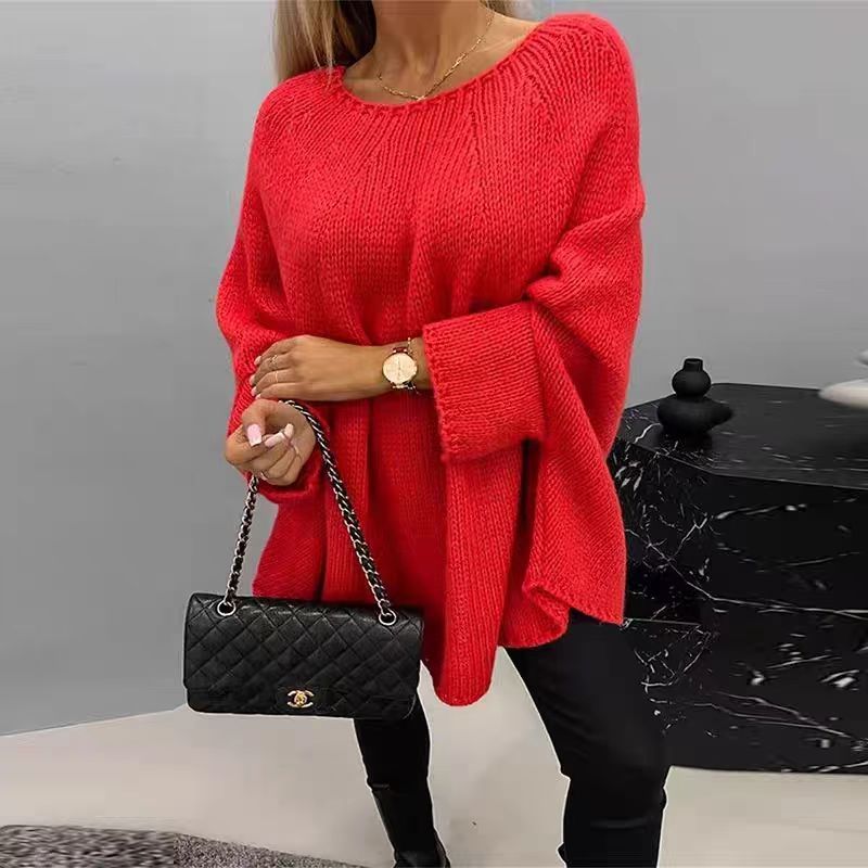 Winter Loose Batwing Sleeve Pullover Sweater Fashion Oversized Knitted Shawl Sweater Tops For Women Clothing Demandx