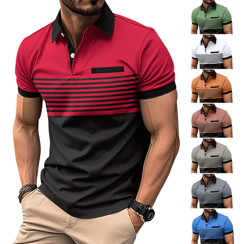 Casual Striped Shirt With Chest Pocket Men Clothing Demandx