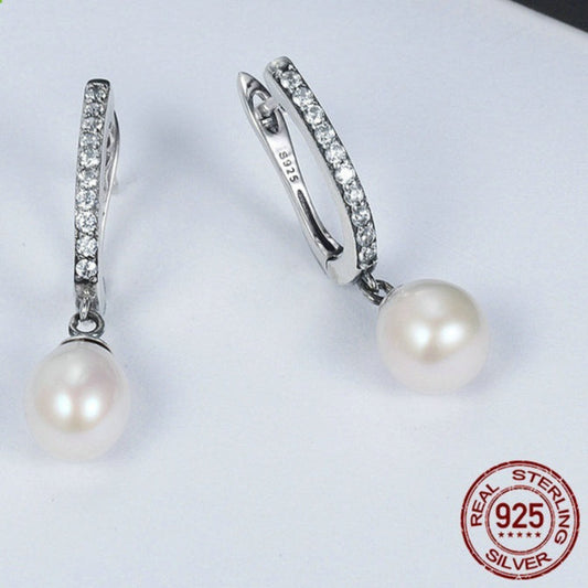 Rhinestone Pearl Personalized Sterling Silver S925 Fashion Stud Earrings For Women Demandx