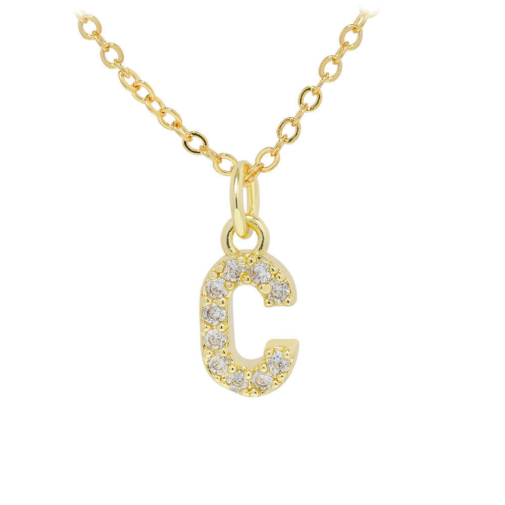 English Letter Necklace Micro Inlaid Zircon Plated 18K Demandx