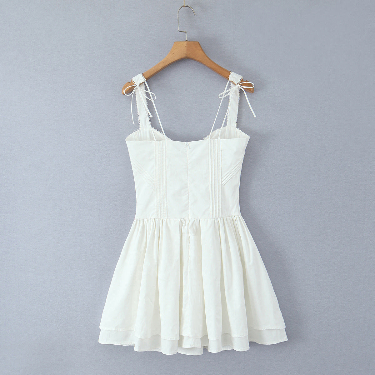 European And American Style Simple Solid Color Holiday Leisure Slim-fitting Patchwork Rope Sling Dress Demandx