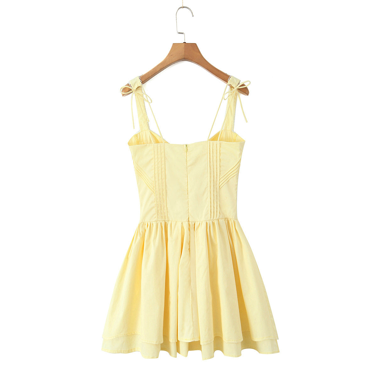 European And American Style Simple Solid Color Holiday Leisure Slim-fitting Patchwork Rope Sling Dress Demandx