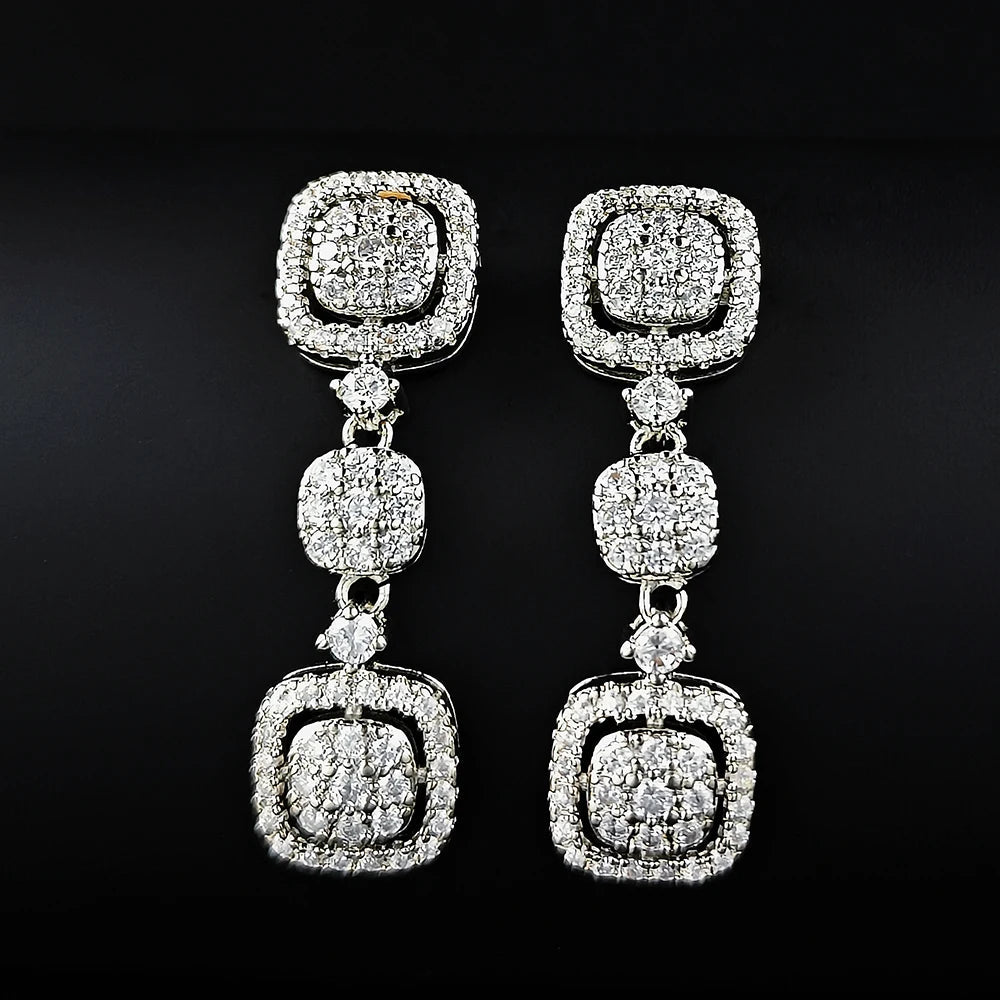 Delicate Women Dangle Earrings with Brilliant Cubic Zirconia Chic Bridal Wedding Engagement Earrings Trendy Jewelry Party e7165 Demandx