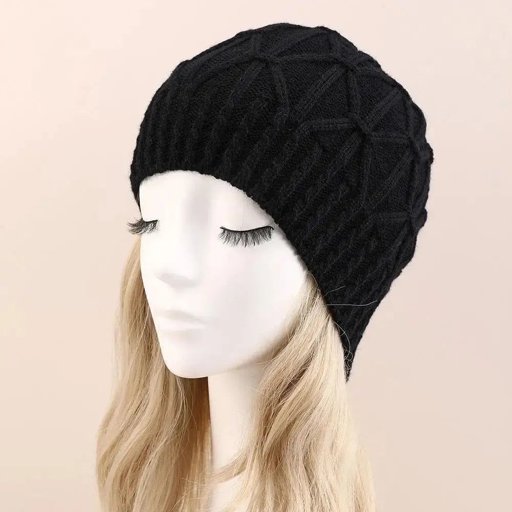 1Pcs Beatiful Winter Thicken Warm Woolen Knitted Hats For Women Outdoor Coldproof Casual Brimless Hat Unisex Solid Demandx