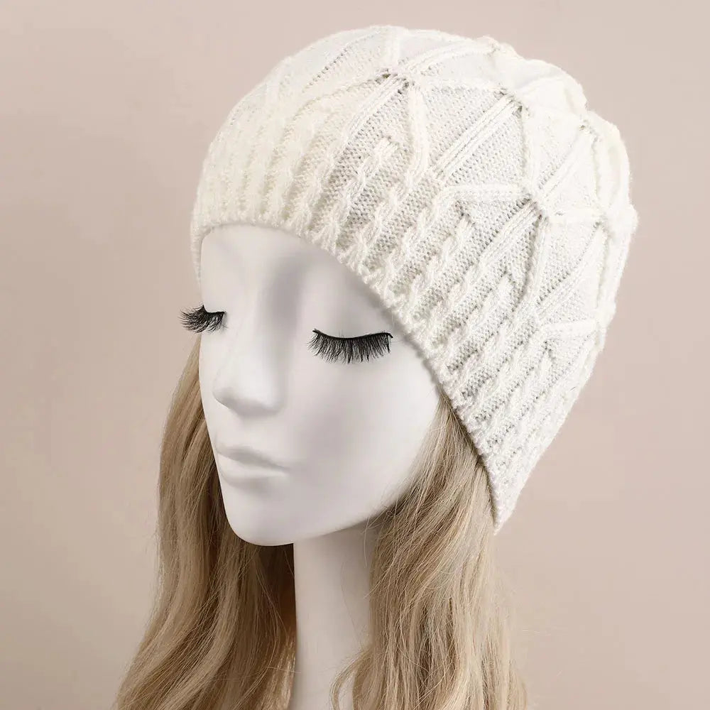 1Pcs Beatiful Winter Thicken Warm Woolen Knitted Hats For Women Outdoor Coldproof Casual Brimless Hat Unisex Solid Demandx