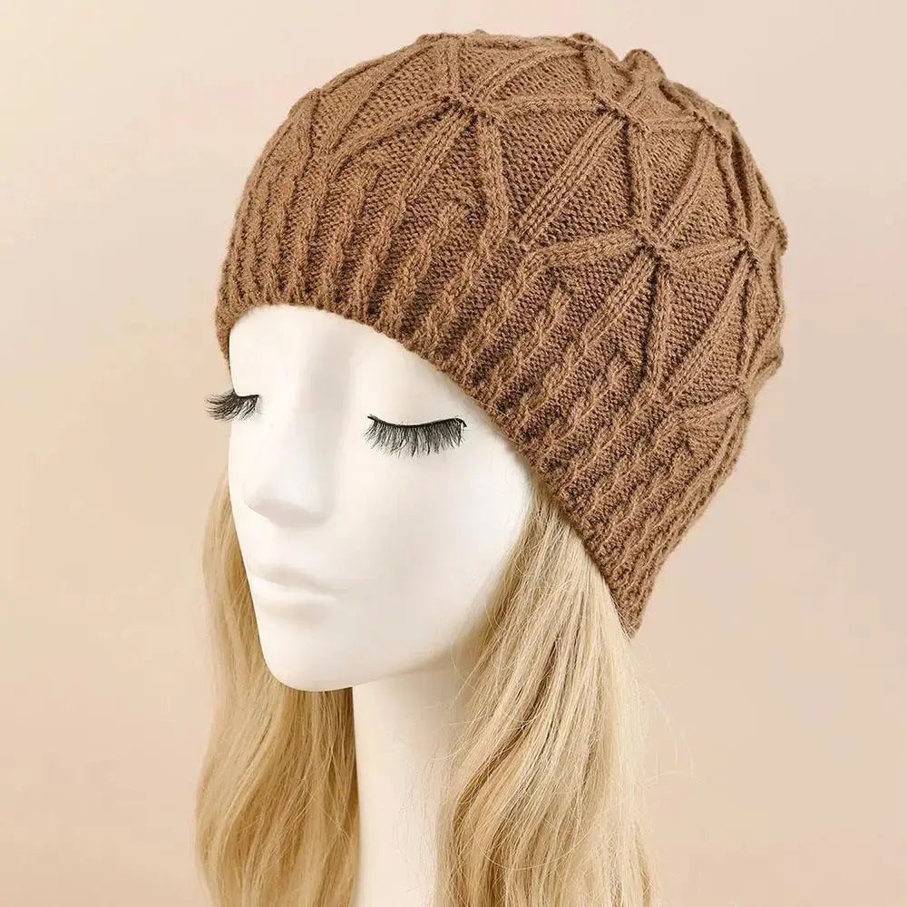 1Pcs Beatiful Winter Thicken Warm Woolen Knitted Hats For Women Outdoor Coldproof Casual Brimless Hat Unisex Solid Demandx