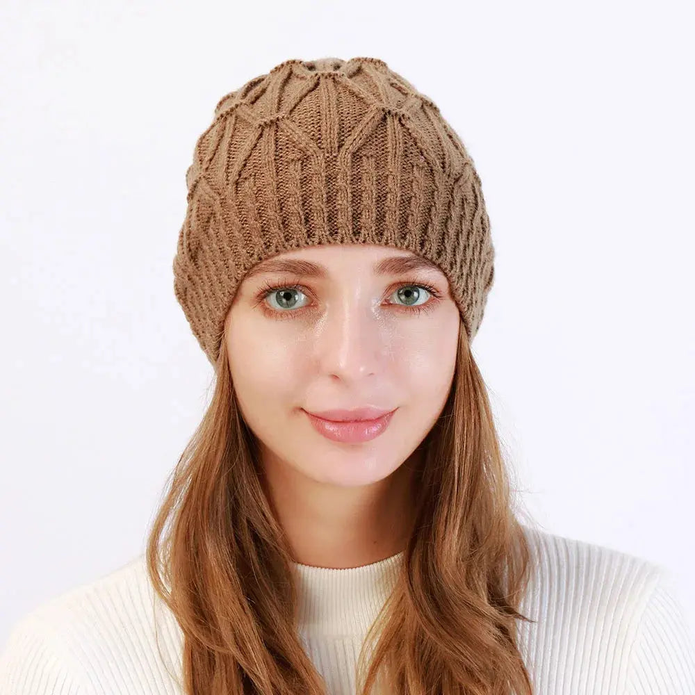 1Pcs Beatiful Winter Thicken Warm Woolen Knitted Hats For Women Outdoor Coldproof Casual Brimless Hat Unisex Solid Demandx