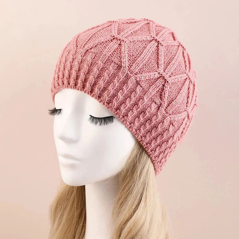 1Pcs Beatiful Winter Thicken Warm Woolen Knitted Hats For Women Outdoor Coldproof Casual Brimless Hat Unisex Solid Demandx