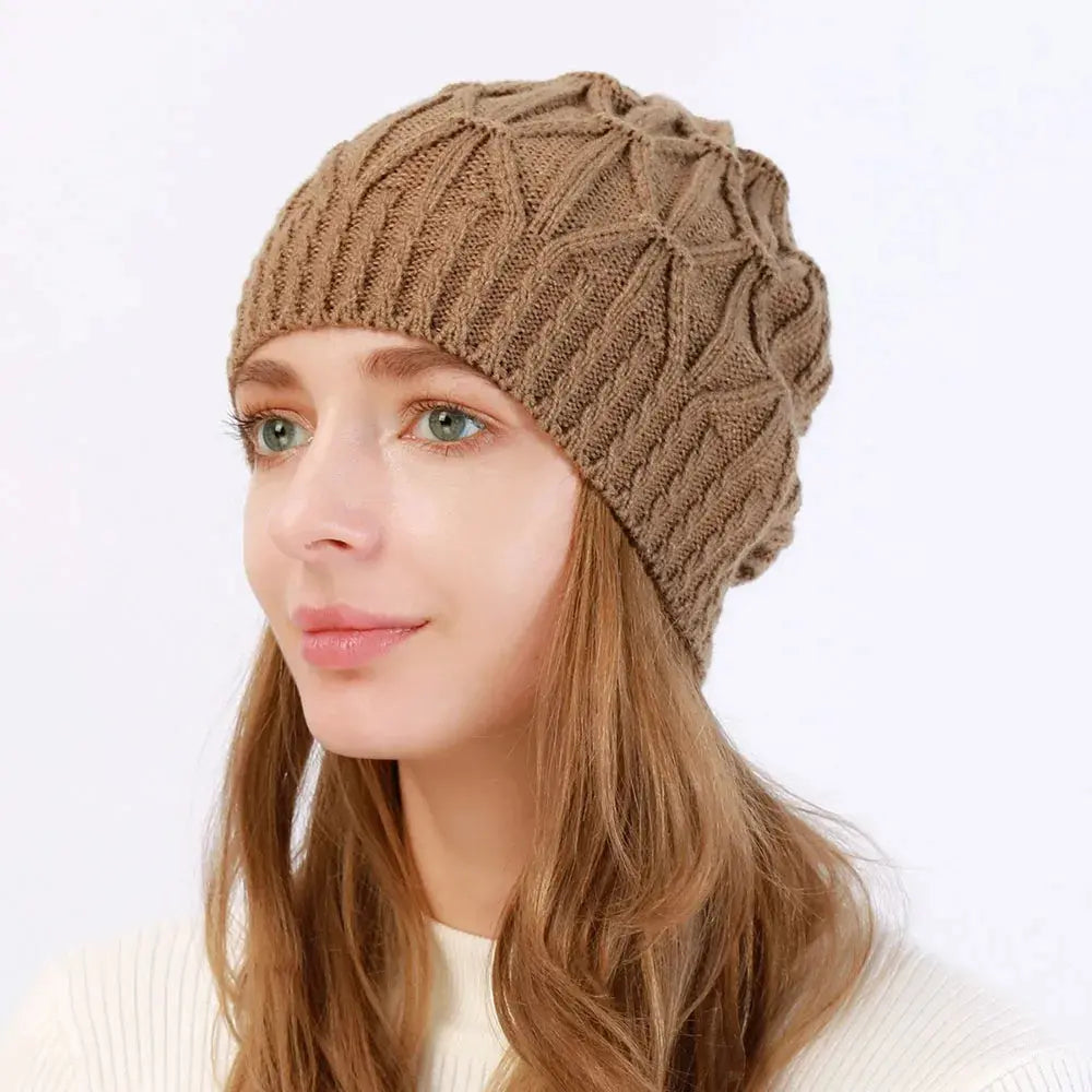 1Pcs Beatiful Winter Thicken Warm Woolen Knitted Hats For Women Outdoor Coldproof Casual Brimless Hat Unisex Solid Demandx