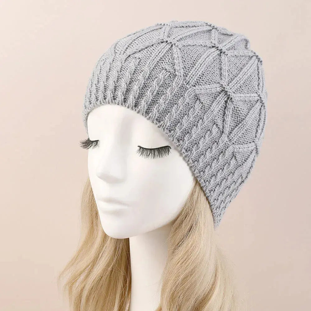 1Pcs Beatiful Winter Thicken Warm Woolen Knitted Hats For Women Outdoor Coldproof Casual Brimless Hat Unisex Solid Demandx