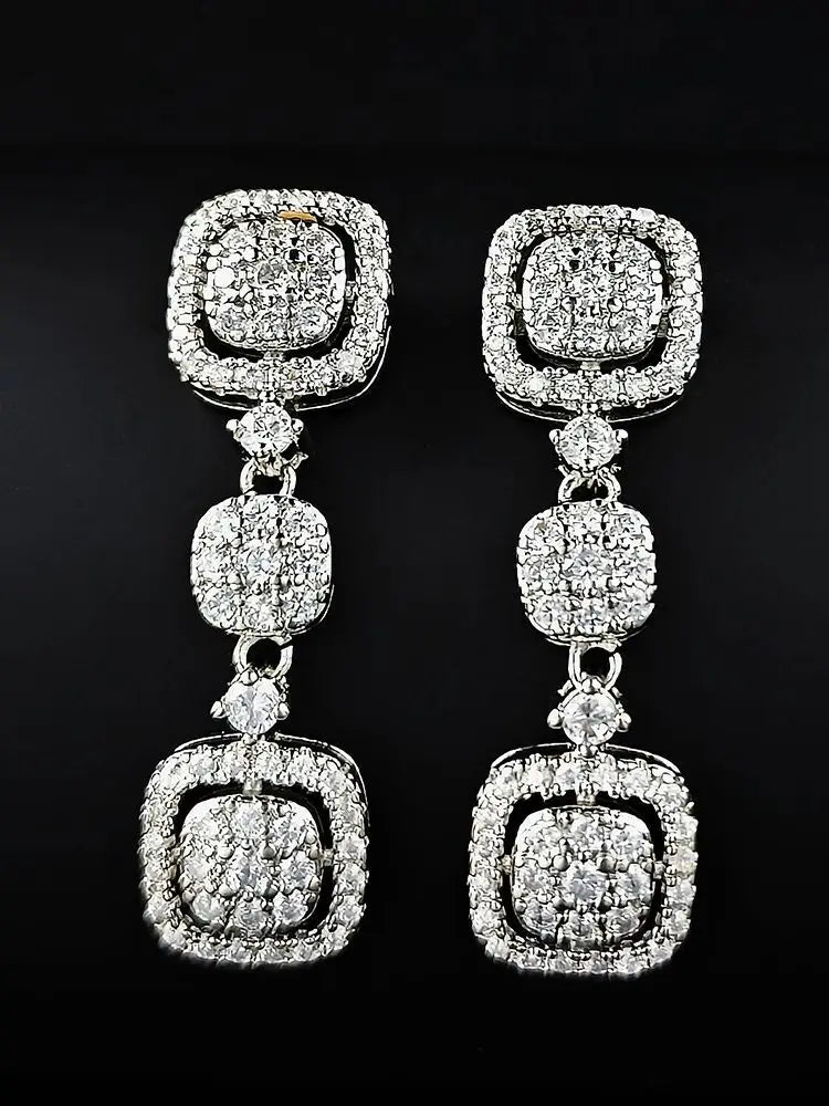 Delicate Women Dangle Earrings with Brilliant Cubic Zirconia Chic Bridal Wedding Engagement Earrings Trendy Jewelry Party e7165 Demandx