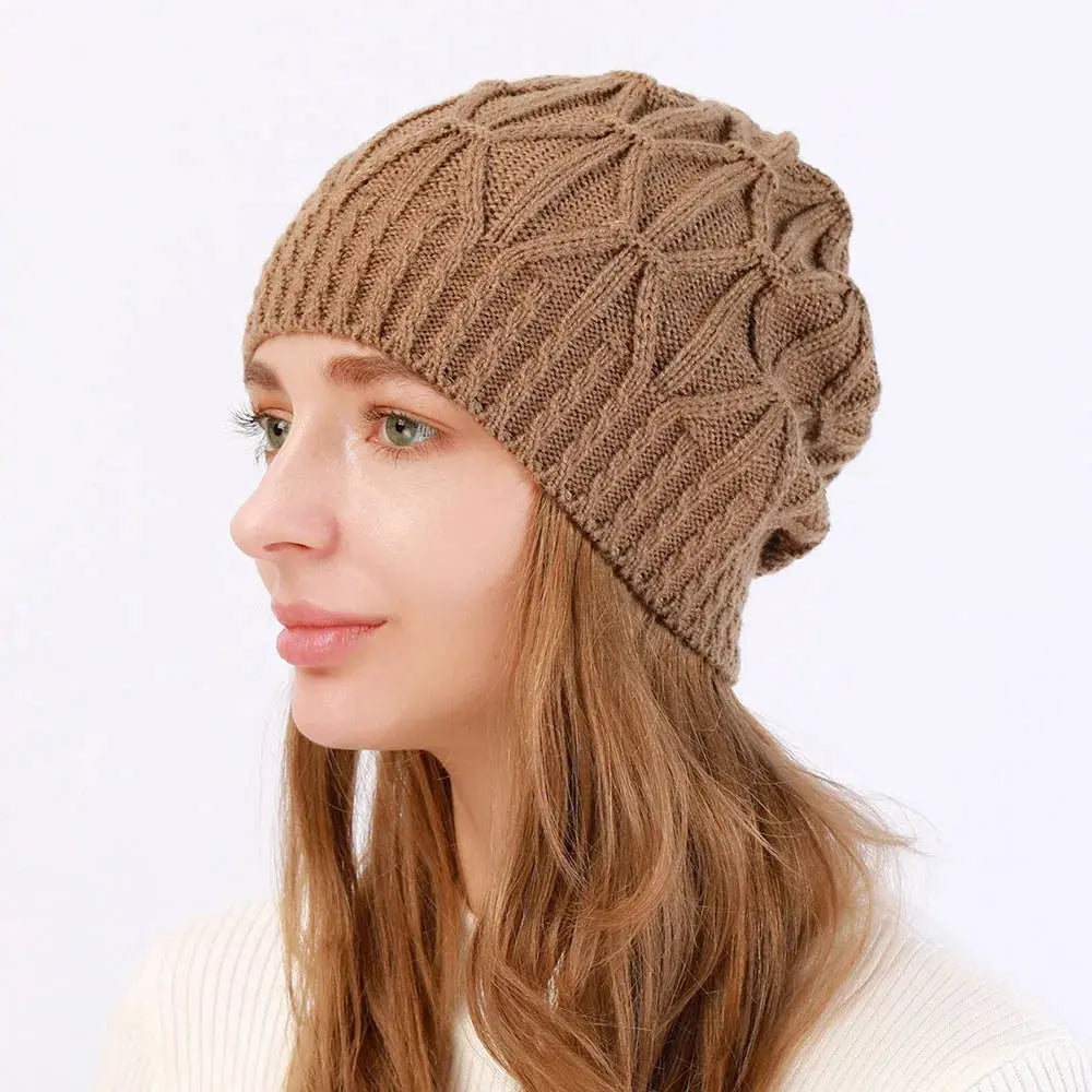 1Pcs Beatiful Winter Thicken Warm Woolen Knitted Hats For Women Outdoor Coldproof Casual Brimless Hat Unisex Solid Demandx