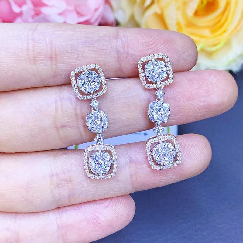 Delicate Women Dangle Earrings with Brilliant Cubic Zirconia Chic Bridal Wedding Engagement Earrings Trendy Jewelry Party e7165 Demandx