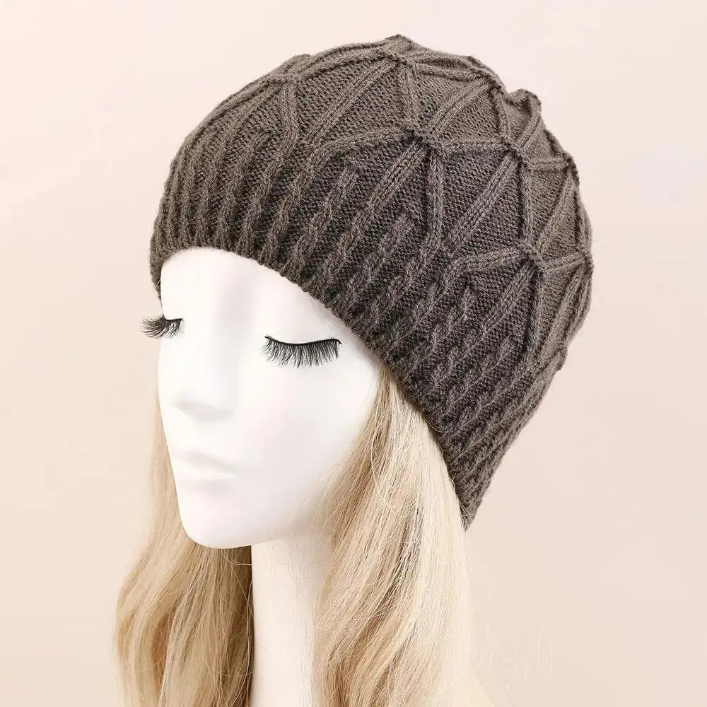 1Pcs Beatiful Winter Thicken Warm Woolen Knitted Hats For Women Outdoor Coldproof Casual Brimless Hat Unisex Solid Demandx