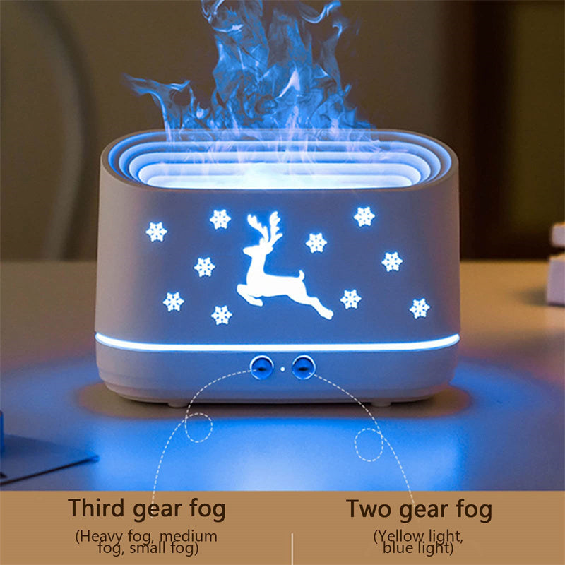 Elk Flame Humidifier Diffuser Mute Household Atmosphere Lamp Christmas Home Decorations Demandx