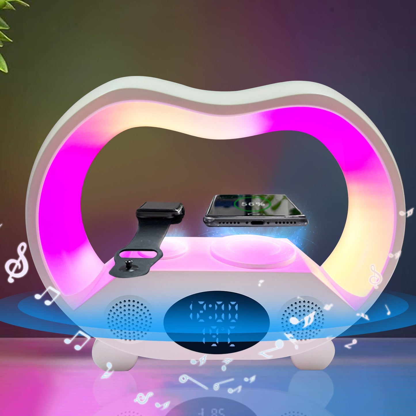 2024 New 6 In 1 Smart Remote Control Bluetooth-compatible Ambience Intelligent LED Table Lamp Multi-function Wireless Charger Night Light Bluetooth-compatible Speaker Demandx