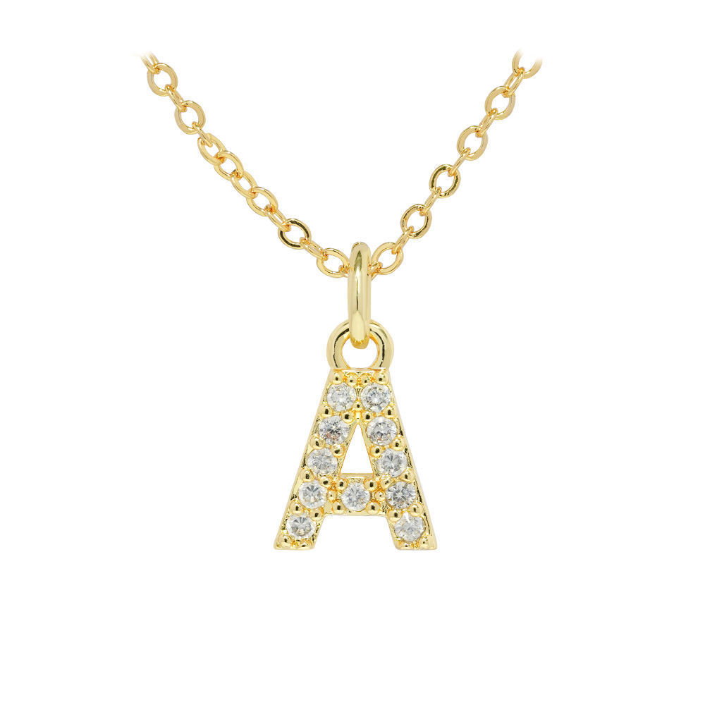 English Letter Necklace Micro Inlaid Zircon Plated 18K Demandx