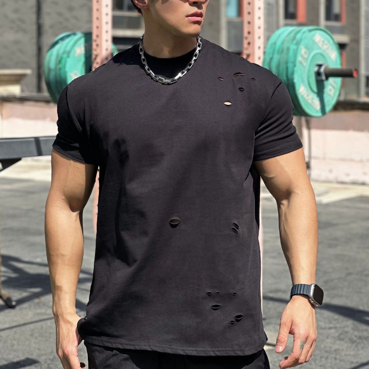 Muscle Sports Loose Cotton Fitness Short Sleeve Men Demandx