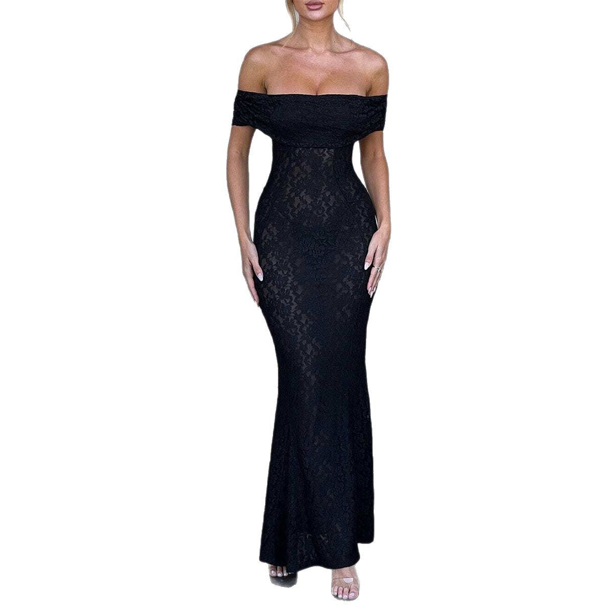 Women's See-through Hollow-out Tube Top Fishtail Dress Demandx