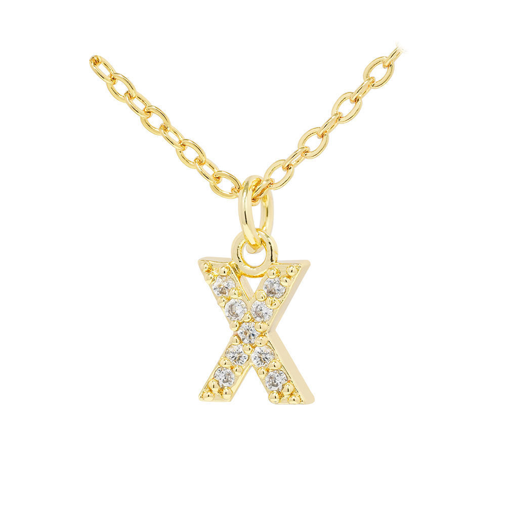 English Letter Necklace Micro Inlaid Zircon Plated 18K Demandx