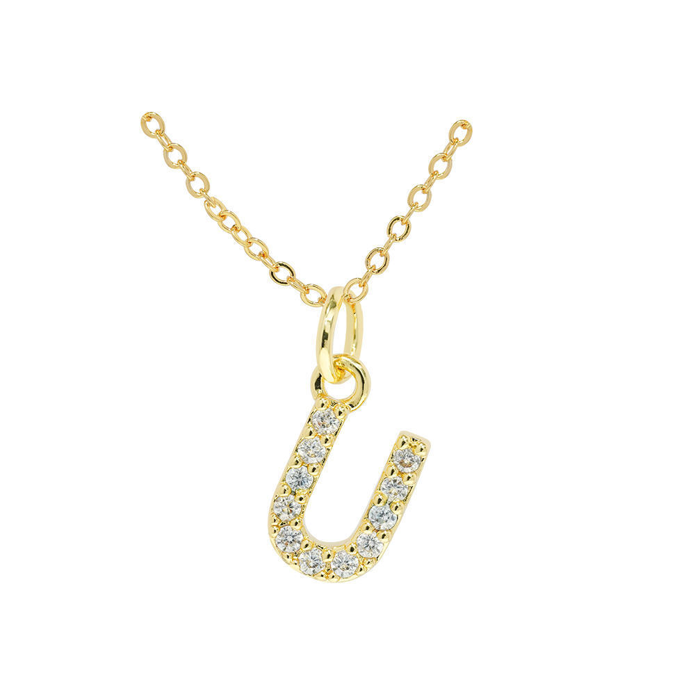 English Letter Necklace Micro Inlaid Zircon Plated 18K Demandx