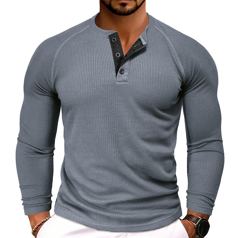 Men's Round Neck Waffle Casual T-shirt Demandx