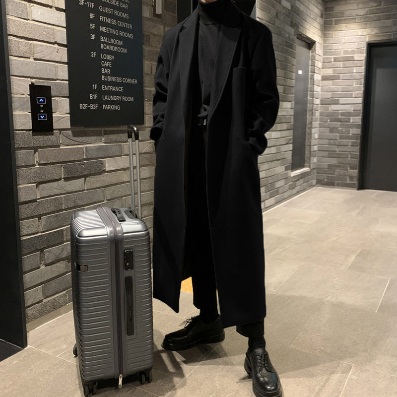 Thickened Belt Woolen Coat Men Demandx