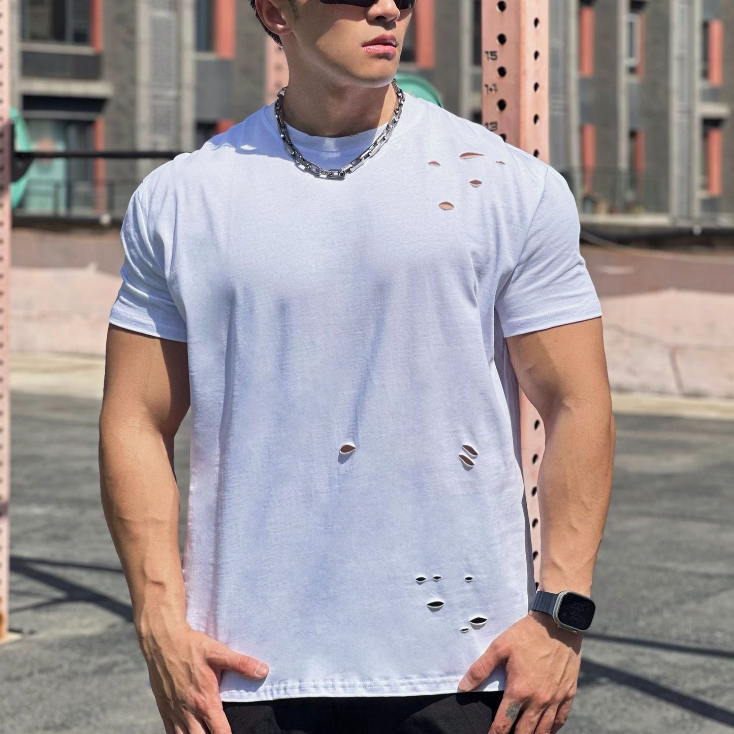 Muscle Sports Loose Cotton Fitness Short Sleeve Men Demandx