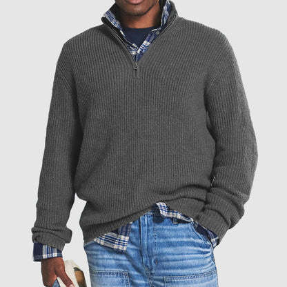 Men's Business Casual Loose Zip Stand Collar Sweater Demandx